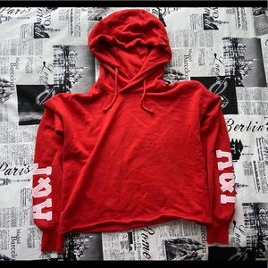 red cropped a&f sweatshirt | new | small